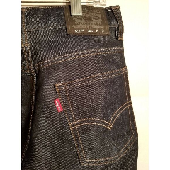 Levis Womens 511 Slim Straight Leg Dark Wash Jean Size 14 - Picture 4 of 7